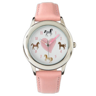 Reloj De Pulsera Bonitos y caballo de corazón rosado