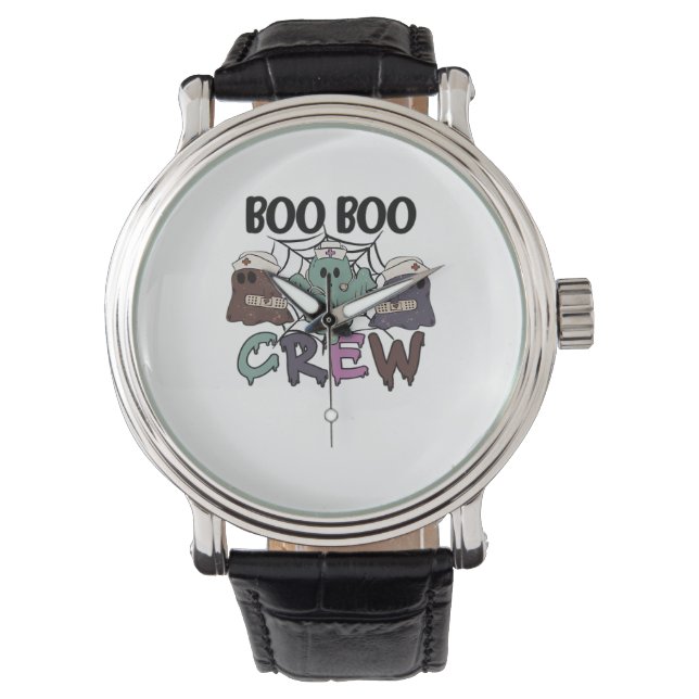 Reloj De Pulsera Boo Boo Crew Enfermera a Halloween Fantasma Funny  (Anverso)
