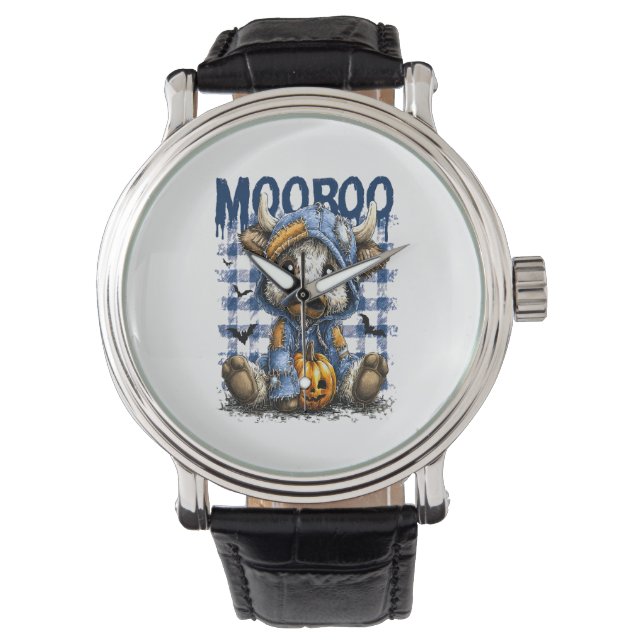 Reloj De Pulsera Boo Halloween Spooky Highland Cow (Anverso)
