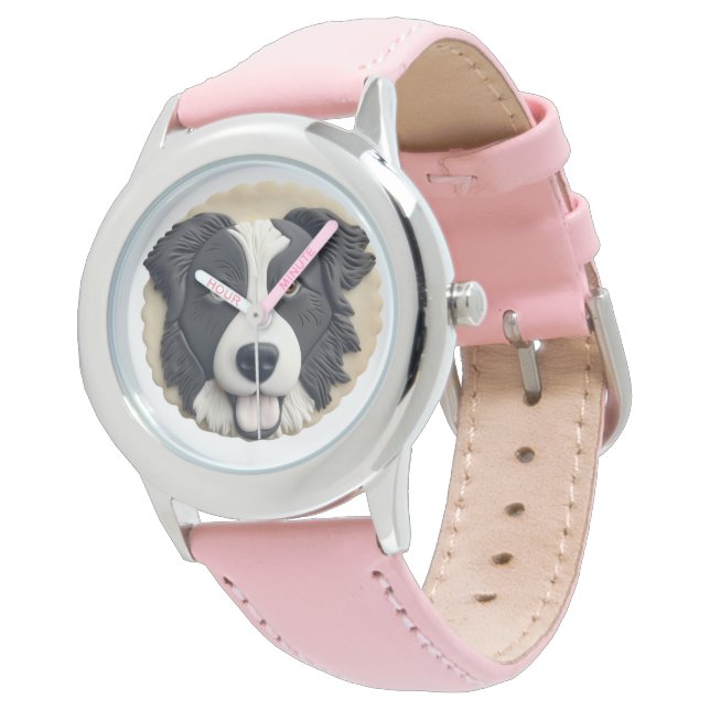 Reloj De Pulsera Borde de Perro Collie 3D inspirado (Angular)