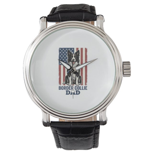 Reloj De Pulsera Border Collie Dad Patriotic Vintage Dog Shirt Desi (Anverso)