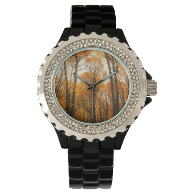Reloj De Pulsera Bosque de otoño naranja (Anverso)