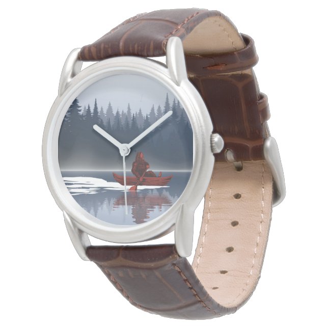 Reloj De Pulsera Bosque de Pino Bigfoot Lake Canoe (Angular)