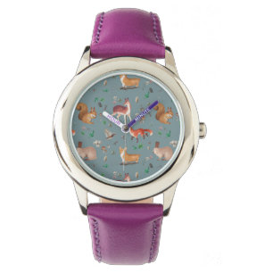 Reloj De Pulsera bosque en patrón acuarela - bambi, fox, coney,