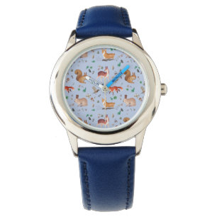 Reloj De Pulsera bosque en patrón acuarela - bambi, fox, coney,