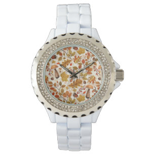 Reloj De Pulsera Bosque otoñal en blanco roto