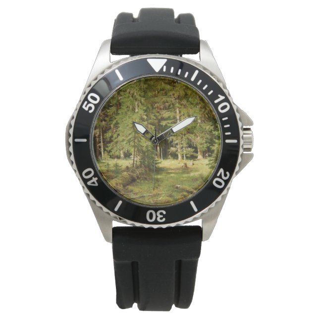 Reloj De Pulsera Bosque ruso (paisaje rústico) (Green Woods) (Anverso)