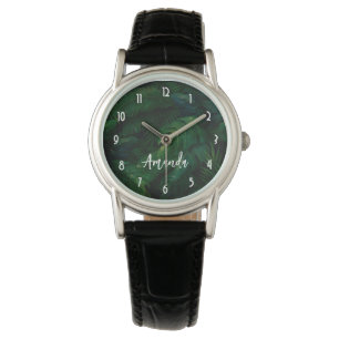 Reloj De Pulsera Bosque tropical tropical Leafy Foliage verde