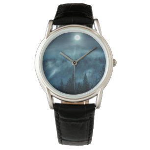 Reloj De Pulsera Bosques Bosque iluminado por luna