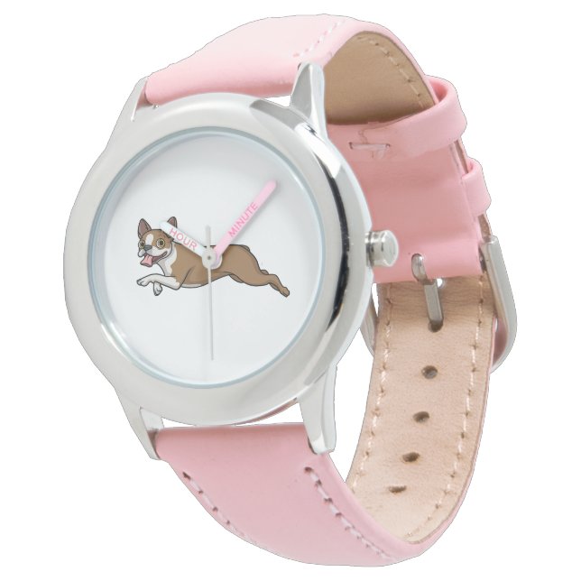 Reloj De Pulsera Boston Terrier Dogs Fawn Boston Terrier Running (Angular)