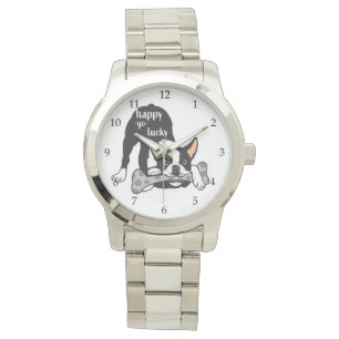 Reloj De Pulsera Boston Terrier. Feliz