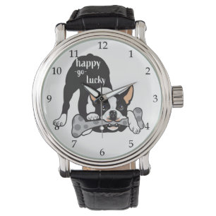 Reloj De Pulsera Boston Terrier. Feliz