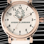 Reloj De Pulsera Botanical Elegant couple name Monogram<br><div class="desc">Monogram Watch

love story, wedding gift, anniversary gift, custom name, couples gift idea, for her, for him, romantic, valentine's day, newlyweds</div>