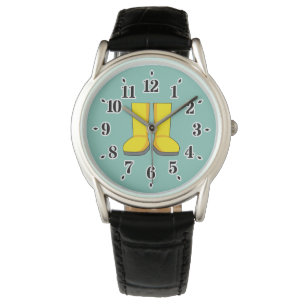 Reloj De Pulsera Botas de lluvia amarillas de goma