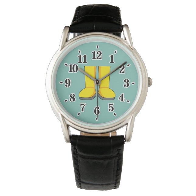 Reloj De Pulsera Botas de lluvia amarillas de goma (Anverso)