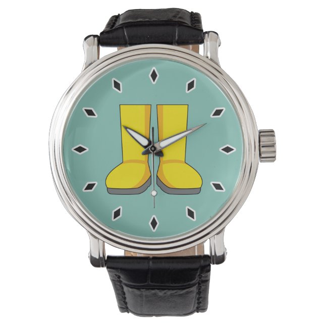 Reloj De Pulsera Botas de lluvia amarillas de goma (Anverso)