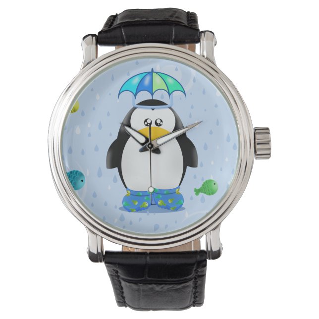 Reloj De Pulsera Botas de lluvia Pingüino (Anverso)