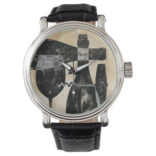 Reloj De Pulsera Botella de vino y vidrio