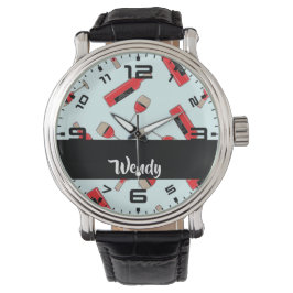 Reloj De Pulsera Botellas de vino rojo y patrón de gafas