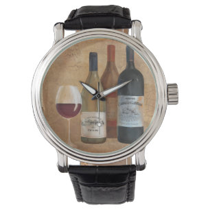 Reloj De Pulsera Botellas y copa de vino de vino del vintage