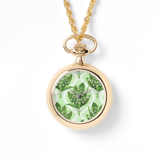 Reloj De Pulsera Bouquet de flores de lirio del valle sobre verde (Anverso)