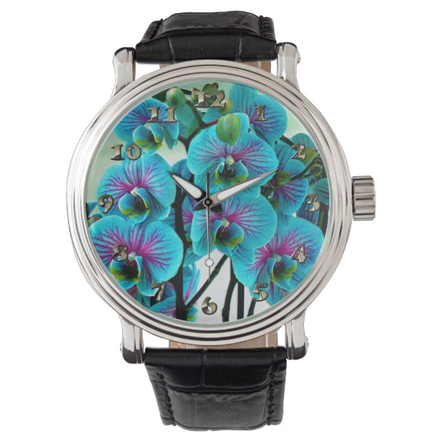 Reloj De Pulsera Bouquet de flores de orquídea azul (Anverso)