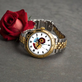 Reloj De Pulsera Bouquet de flores de papel con blanco y negro