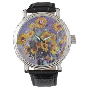 Reloj De Pulsera Bouquet de girasoles de Claude Monet, arte vintage