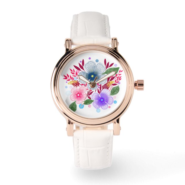Reloj De Pulsera Bouquet floral de acuarela de bonito (Anverso)