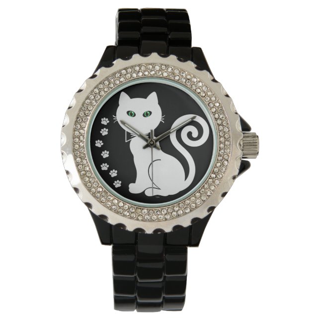 Reloj De Pulsera Bow Tie Cat (blanco) Watch (Anverso)