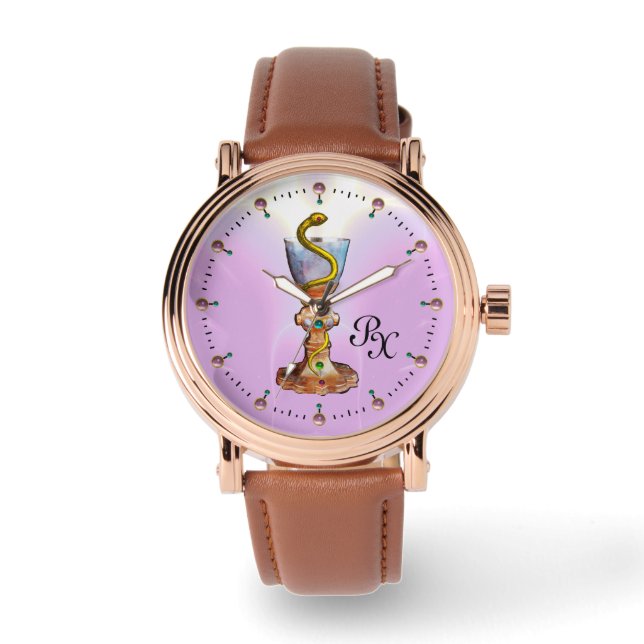 RELOJ DE PULSERA BOWL DE HYGEIA, MEDICINA, FARMACIA MONOGRAMA (Anverso)