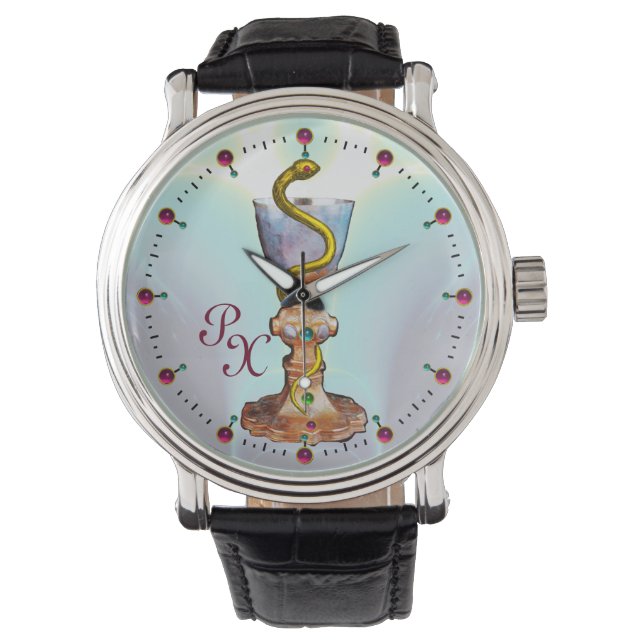 Reloj De Pulsera BOWL DE HYGEIA MONOGRAM Medicina, Farmacia, Azul (Anverso)