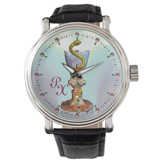 Reloj De Pulsera BOWL DE HYGEIA MONOGRAM Medicina, Farmacia, Azul (Anverso)
