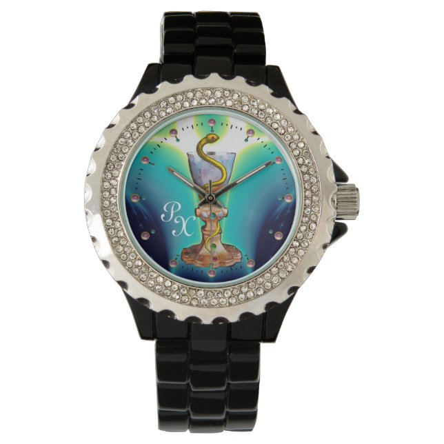 Reloj De Pulsera BOWL DE HYGEIA MONOGRAM Medicina, Farmacia, Azul (Anverso)