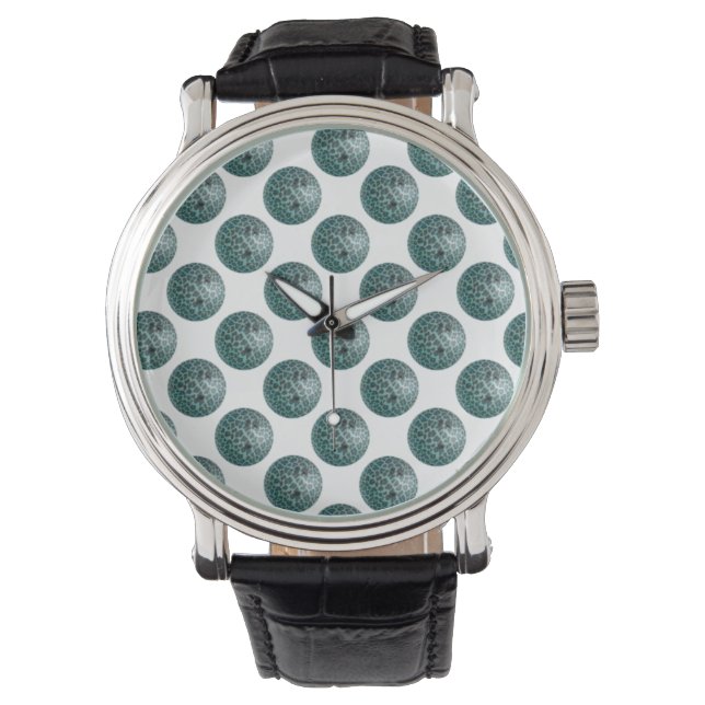Reloj De Pulsera Bowling Ball Leopard Verde azulado (Anverso)