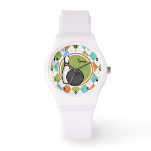 Reloj De Pulsera Bowling; Colorido patrón Argyle