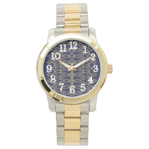 Reloj De Pulsera Bowties azules y dorados