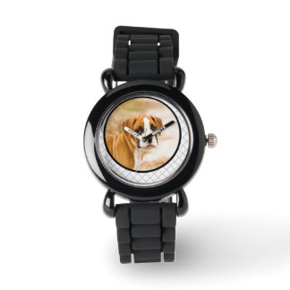Reloj De Pulsera Boxeador Cachorro Gris Purpurina Band Watch