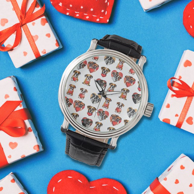 Reloj De Pulsera Boxer Dog Love Watercolor Art Watch (Boxer Dog Love Watercolor Art Watch)