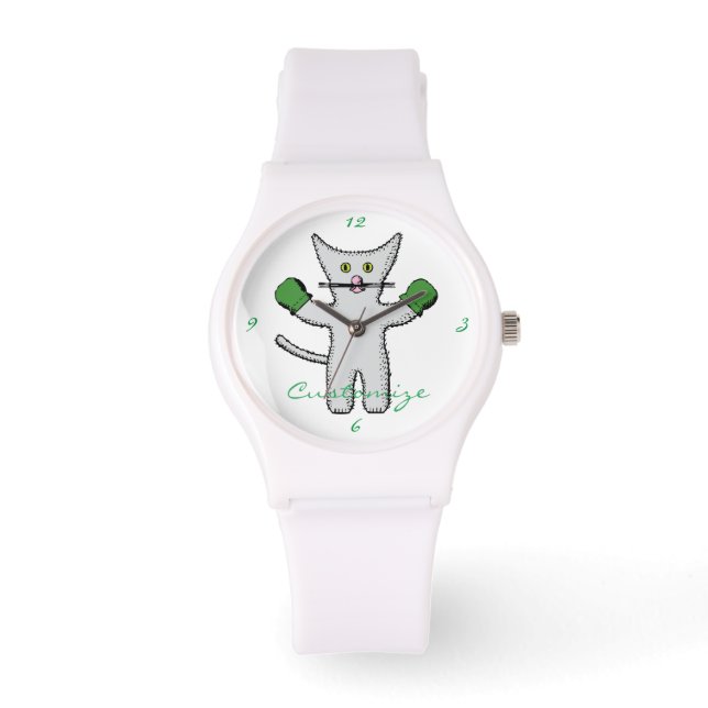 Reloj De Pulsera Boxing Kitten con Mittens_Cove (Anverso)