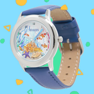 Reloj De Pulsera Boys Ocean Fish Cute niños azules modernos Watch
