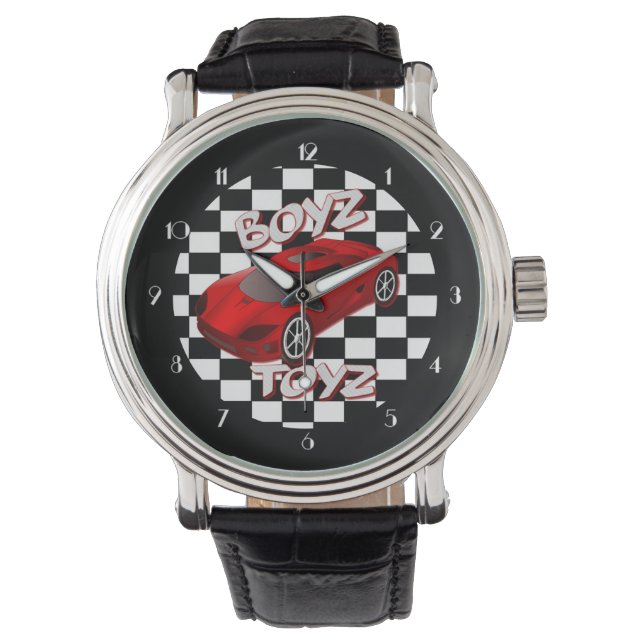 Reloj De Pulsera Boys Toys Red Sports Car Writing Watch (Anverso)