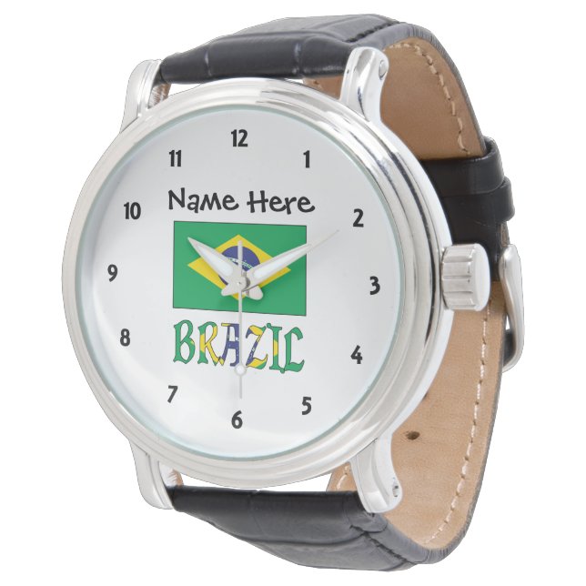 Reloj De Pulsera Brasil y la bandera brasileña personalizada para h (Angular)