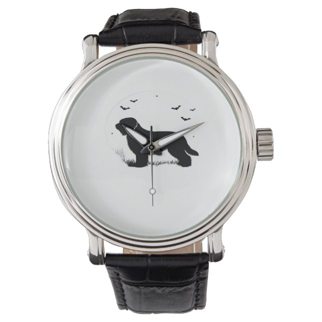 Reloj De Pulsera Briard Dog - Silueta Luna de Halloween sobredimens (Anverso)