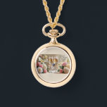 Reloj De Pulsera Bridal necklace watch-gold<br><div class="desc">Timeless elegance meets romantic charm with this Happily Ever After gold necklace watch. Featuring delicate champagne glasses tied with satin bows and framed by soft roses, this piece is both a graceful accessory and a meaningful keepsake. Perfect for brides, bridesmaids, or as a heartfelt gift, it adds a classic touch...</div>