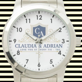 Reloj De Pulsera Bride And Groom Monogram Names Weeding gift