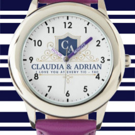 Reloj De Pulsera Bride And Groom Monogram Names Weeding gift