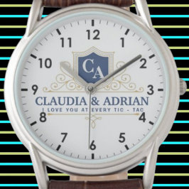 Reloj De Pulsera Bride And Groom Monogram Names Weeding gift