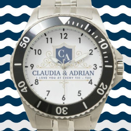 Reloj De Pulsera Bride And Groom Monogram Names Weeding gift