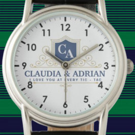 Reloj De Pulsera Bride And Groom Monogram Names Weeding gift